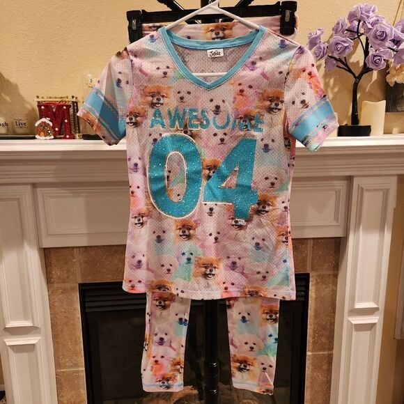 Kids Pajamas Set with Cute Dog Print - Picture 1 of 6